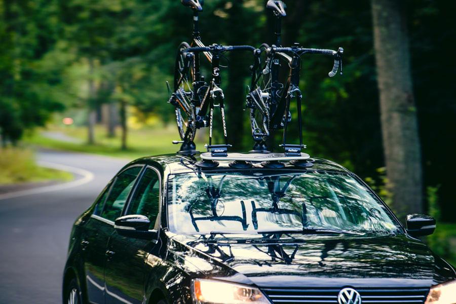 SeaSucker Mini Bomber 2-Bike Roof Rack - HUSKE QR Fork Mounts and Rear Wheel Holders, Black